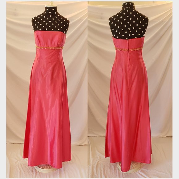 SALE Pink strapless gown dress 7/8 gold beading - Picture 10 of 10